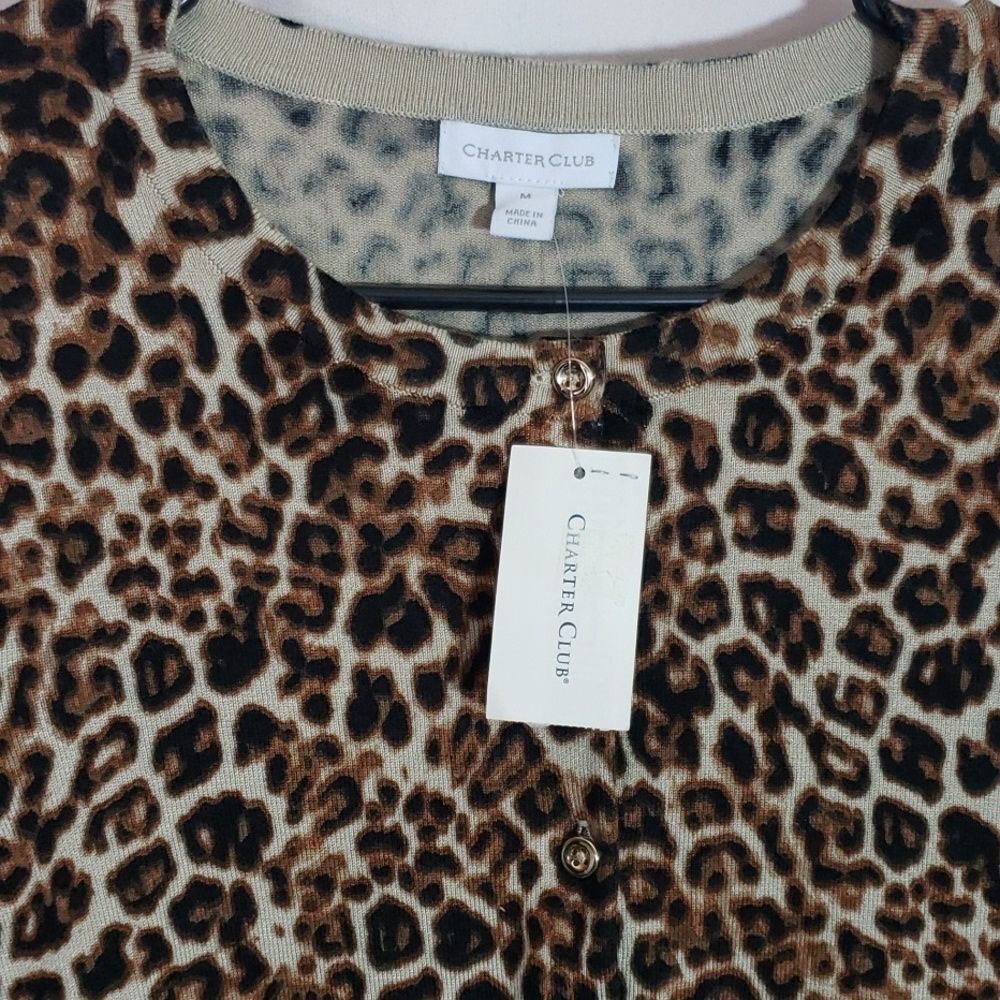 Charter Club Medium Sedona Dust Print Button Front Top Casual Blouse (AI) - Picture 2 of 6